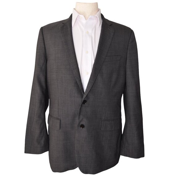 Express Producer Blazer 42R 94% Wool Charcoal Gray Modern Business Minimalist - Picture 1 of 8